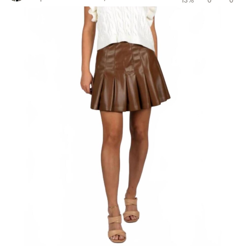 NEW SINCERELY OURS ellis faux leather skort in brown